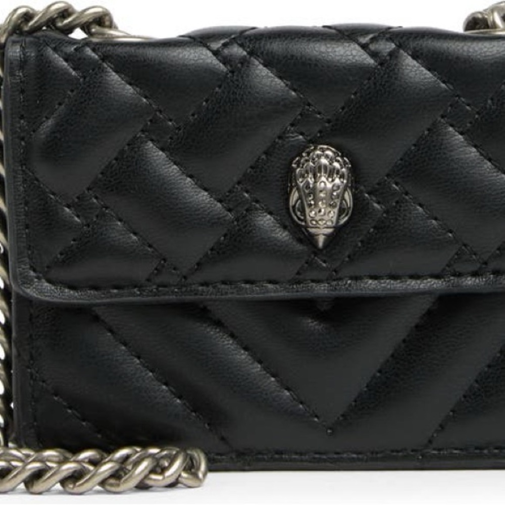 Black Quilted Leather Chain Wallet